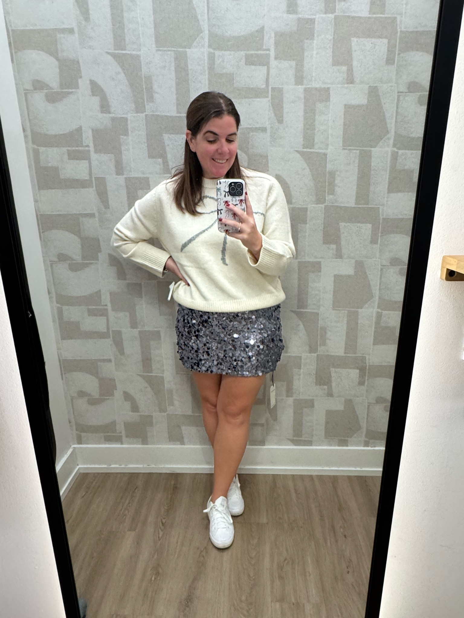 Looking for a party look that is sparkly, cute and a little casual?! This sequin skirt and sweater is the perfect combination! The sweater and skirt are both from Abercrombie, they both run TTS, the skirt does come in other color options and they are both 25% off right now during the Black Friday Sale!

#LTKSaleAlert #LTKCyberWeek #LTKFindsUnder100