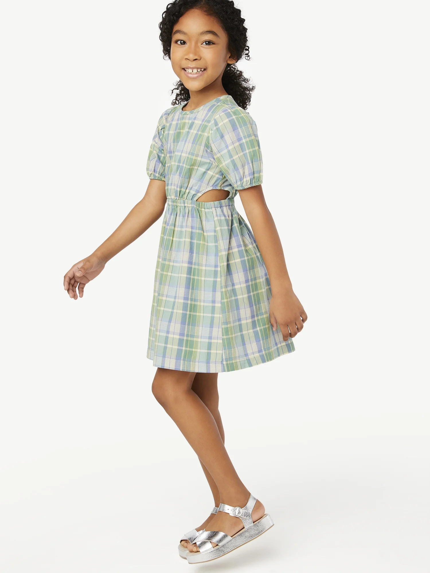 Free Assembly Girls Cut Out Madras Dress, Sizes 4-18 | Walmart (US)