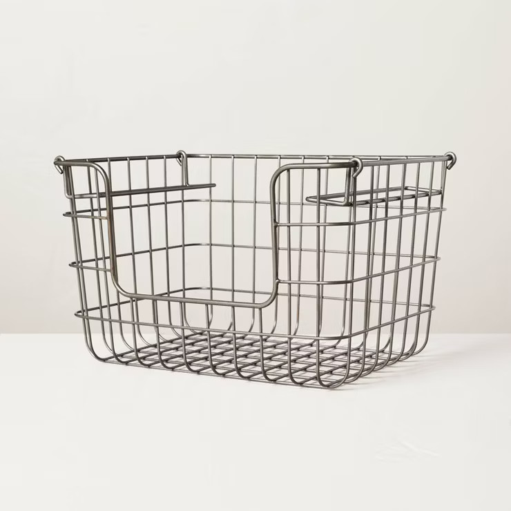 Wire Storage Stacking Basket Pewter - Hearth & Hand™ with Magnolia | Target
