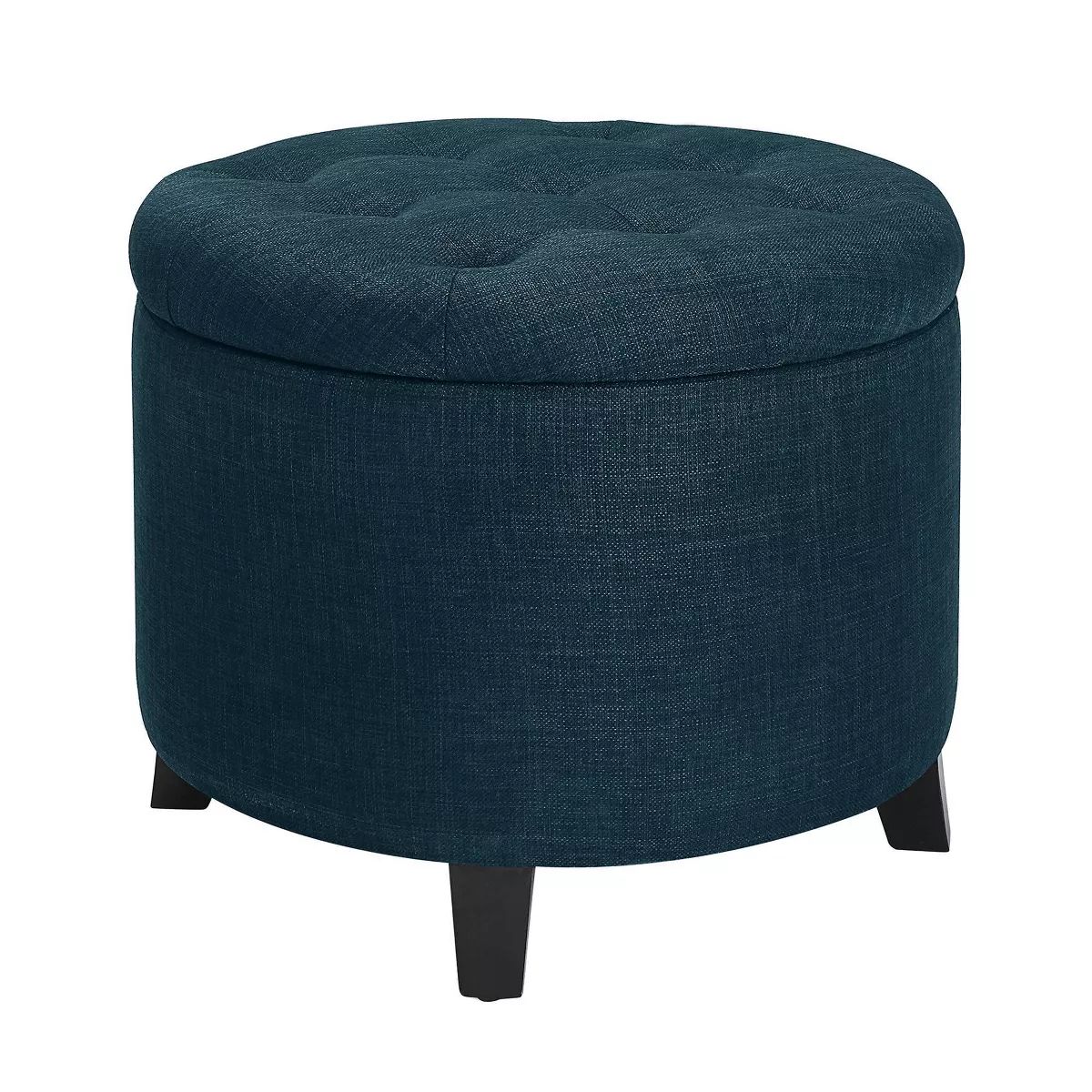 Breighton Home Designs4Comfort Round Storage Ottoman Dark Blue Fabric | Target