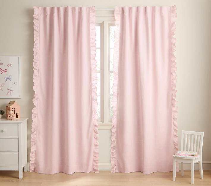 Evelyn Ruffle Trim Blackout Curtain | Pottery Barn Kids