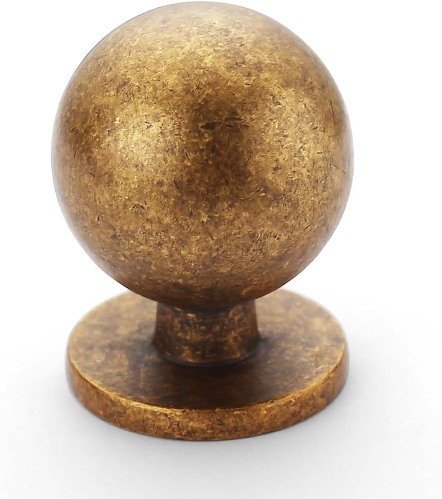 Amerdeco 10 Pack Antique Brass Cabinet Knobs Single Hole Cabinet Pulls 1 Inch Diameter Round Draw... | Amazon (US)
