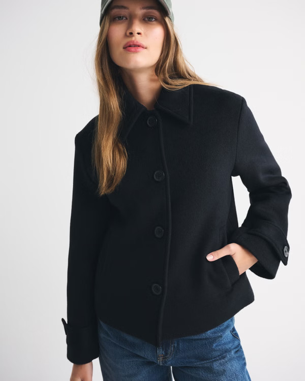 Short Wool-Blend Coat | Abercrombie & Fitch (US)