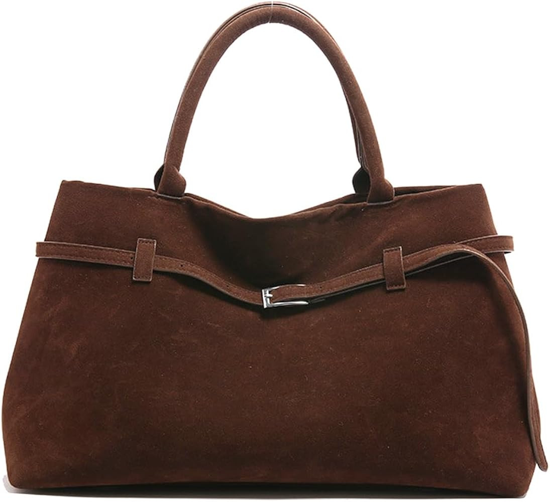 Bolso de mano de gamuza para mujer, bolso de gamuza marrón, bolso de trabajo holgado para otoño... | Amazon (US)