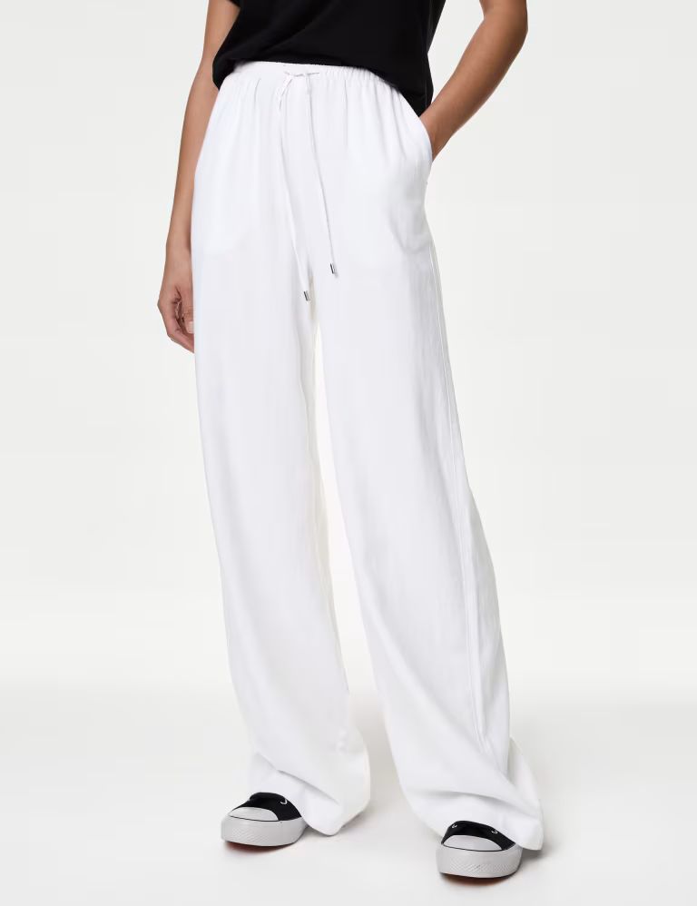 Linen Blend Wide Leg Trousers | Marks & Spencer (UK)