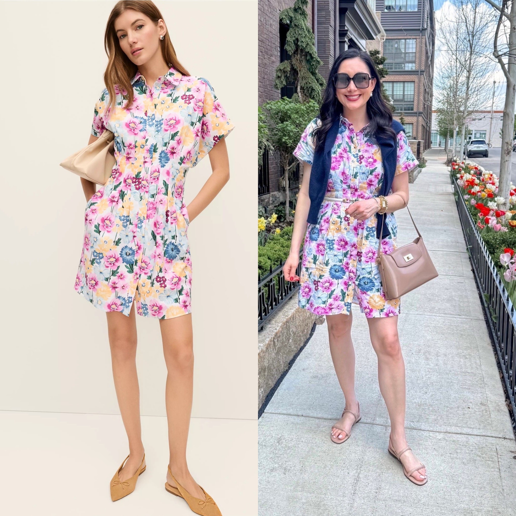 Sale alert!! My floral shirt dress is 50% off and ships free🩷🌸 you can see how it looks on the model vs me. 

Floral mini dress size 4, fits slightly big 
Navy cashmere sweater 
Nude sandals size 7, TTS

Weekend outfit 
Brunch outfit 
Everyday outfit 
Spring dress 
Summer dress 
Vacation dress 
Floral dress 
Spring outfit 



#LTKSeasonal #LTKTravel #LTKSaleAlert
