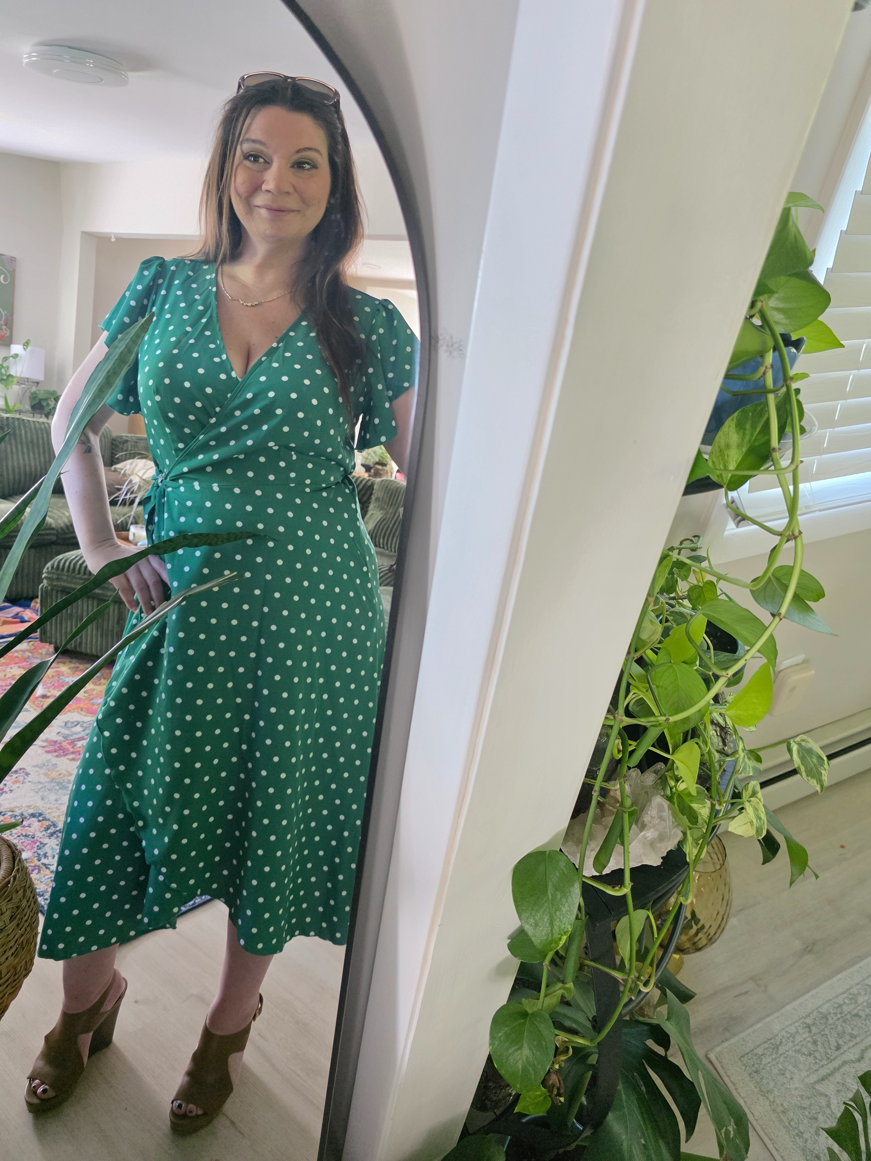 I tested a Shein dress for you! Actually, I got a few! I needed more summer dresses for work, and I'm always down to save some money!  I got compliments all day in this dress! People loved the color, the cut, and the polka dots. The fit was actually true to size.  The material wasn't the most high-end; however, for a $15 dress, it was exactly what I expected and will hold up well for enough wears to make the "investment" worth it.  I always love the ease of throwing on a dress and cute sandals.  Mine are from a few years ago, so I gave you a pair that are on sale that I am trying not to buy 🤣🤣 I can't buy all the things! 🔗⬇️😘#affiliated #shein #Michaelkors #grwm #workwear

#LTKgrwm #LTKdayinmylife #LTKOver40