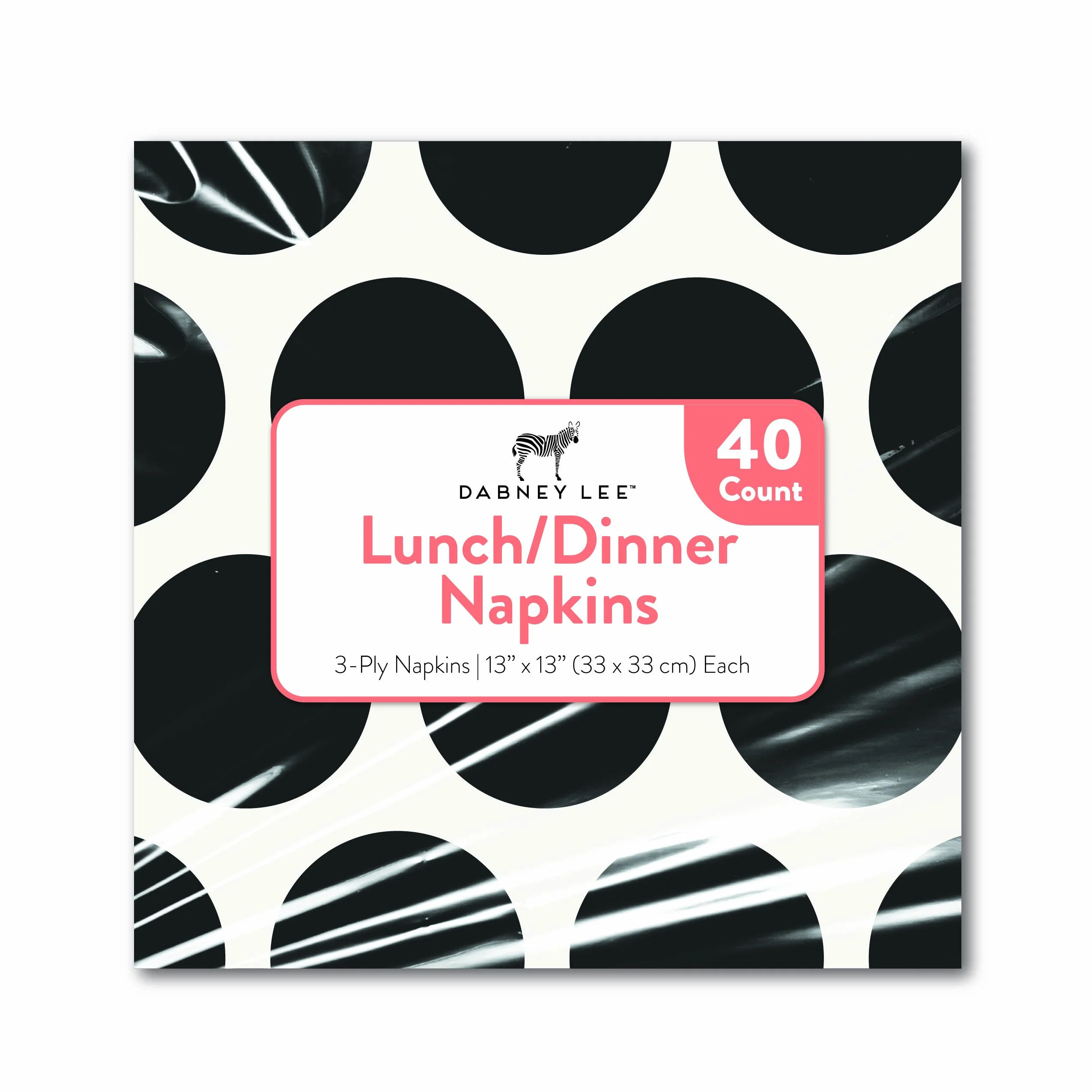 Black Polka Dots 3-Ply Lunch and Dinner Napkins, 40 count Dabney Lee | Walmart (US)