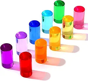 10 PCS Rainbow Acrylic Blocks, Crystal Lucite Gem Cubes for Kids, Highly Transparent Colored Acry... | Amazon (US)