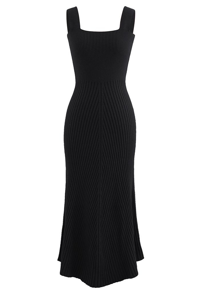 Slender Soft Knit Cami Dress in Black | Chicwish