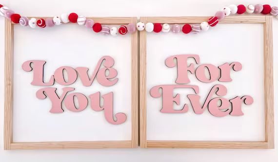 Love You Forever | Valentines Decor | Valentines Day Sign | Pink Valentines Day Sign | Round Vale... | Etsy (US)