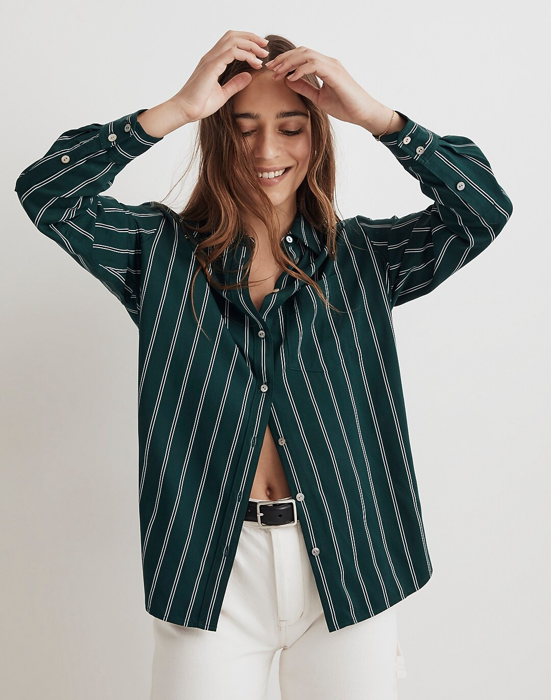 Satin Oversized Boyshirt in Stripe | Madewell