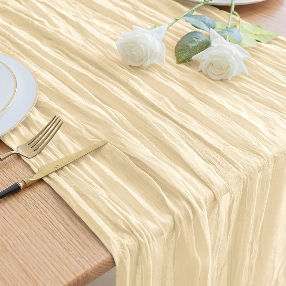 Asee'm Cheesecloth Table Runner 120 Inches Long Beige Boho Gauze Cheese Cloth Runner 10FT Rustic ... | Amazon (US)