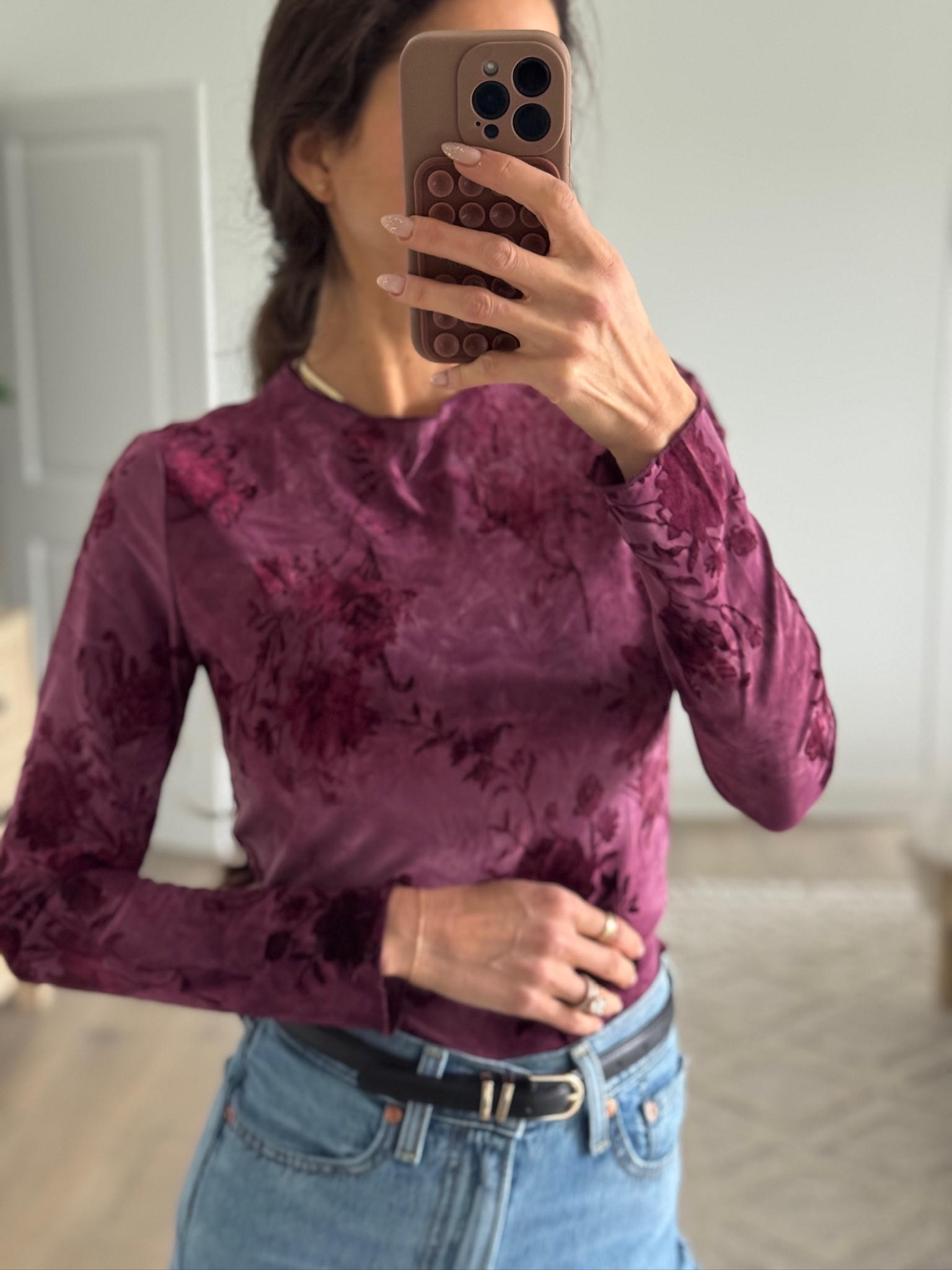 Fitted long sleeve top with a soft mesh feel and subtle floral pattern that’s easy to dress up or down. Lightweight and comfortable with just enough stretch, perfect for layering or wearing on its own. Styled with classic denim and a simple belt for an effortless everyday look that works for casual outings, errands, or a relaxed dinner.

Casual outfit, everyday outfit, floral top, fitted long sleeve top, mesh long sleeve, lightweight layering top, classic denim outfit, neutral accessories, fall outfit, casual chic style, affordable fashion, wardrobe staple

#LTKSeasonal #LTKFindsUnder50 #LTKootd