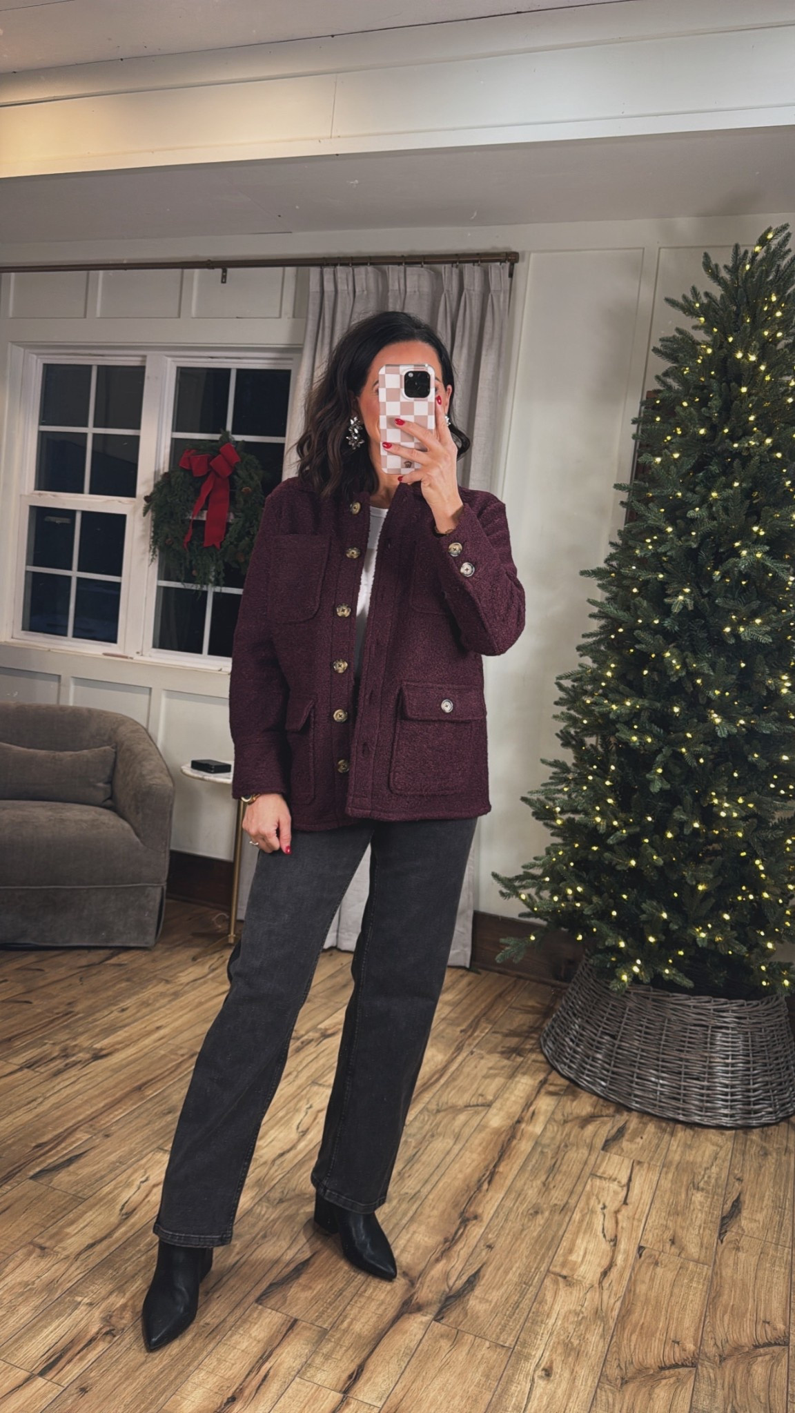 This boucle barn-style jacket from Walmart is the perfect layering piece & burgundy is the color of the season! It’s so cozy for the cold weather months! Walmart partner - commission links. VintagePickin style winter jackets Walmart finds winter outfit inspo layering pieces must have winter coats Walmart fashion 

#LTKootd #LTKSeasonal #LTKHoliday