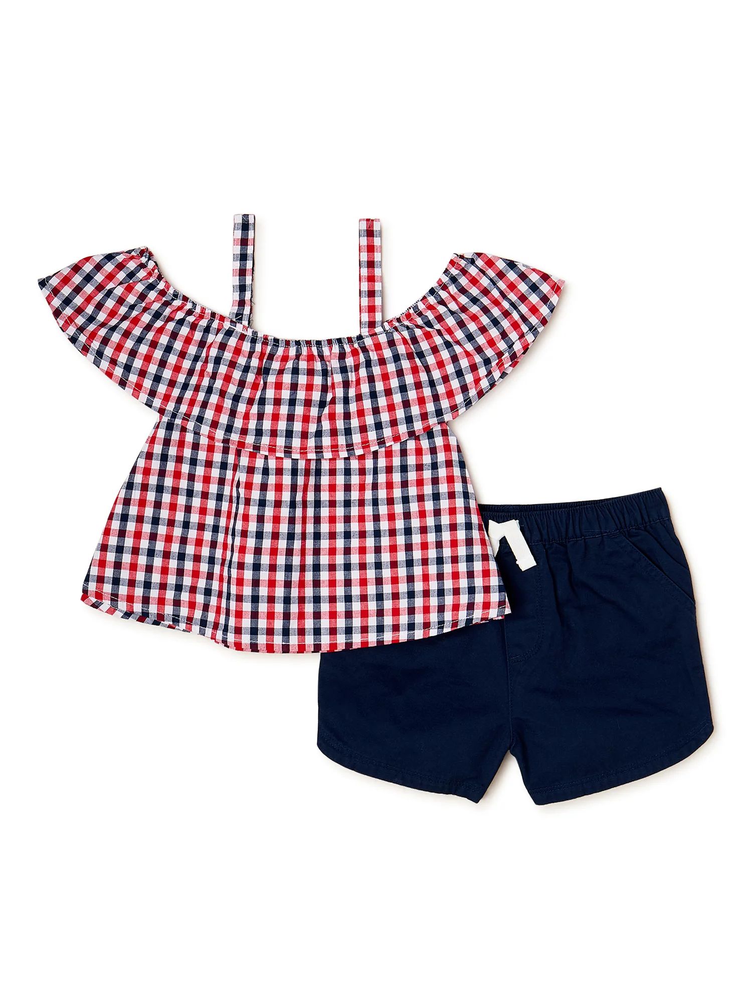 Americana Baby & Toddler Girls Flutter Top & Shorts, 2-Piece Outfit Set, Sizes 12M-5T - Walmart.c... | Walmart (US)