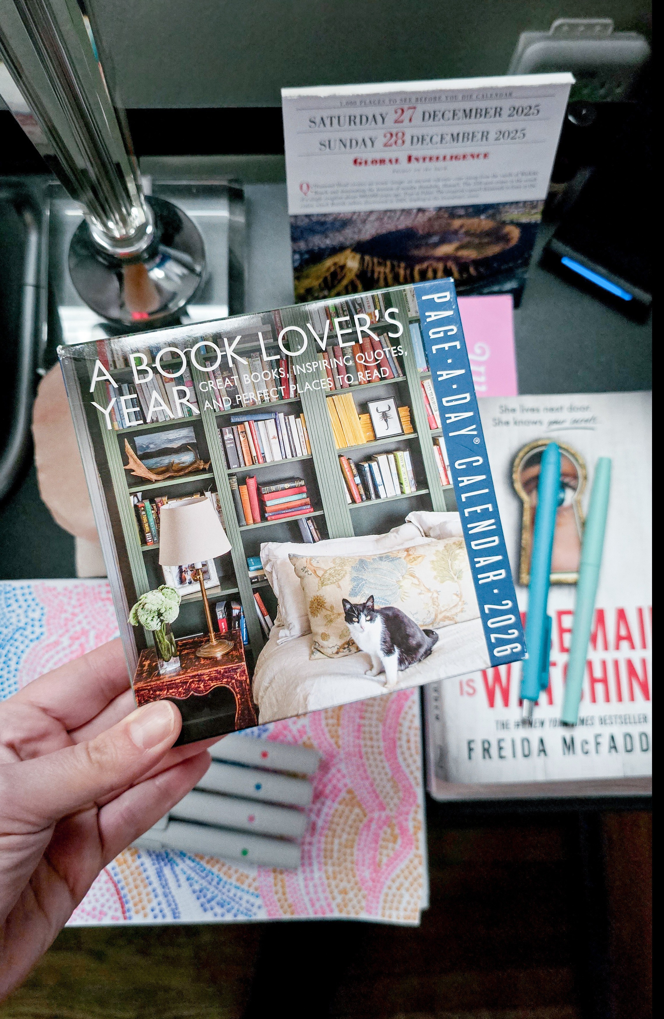 A view of my night stand with my page a day calendars, lifelines dot art and current book...What's on your night stand? 

#LTKstorytime #LTKFindsUnder50 #LTKselfcare