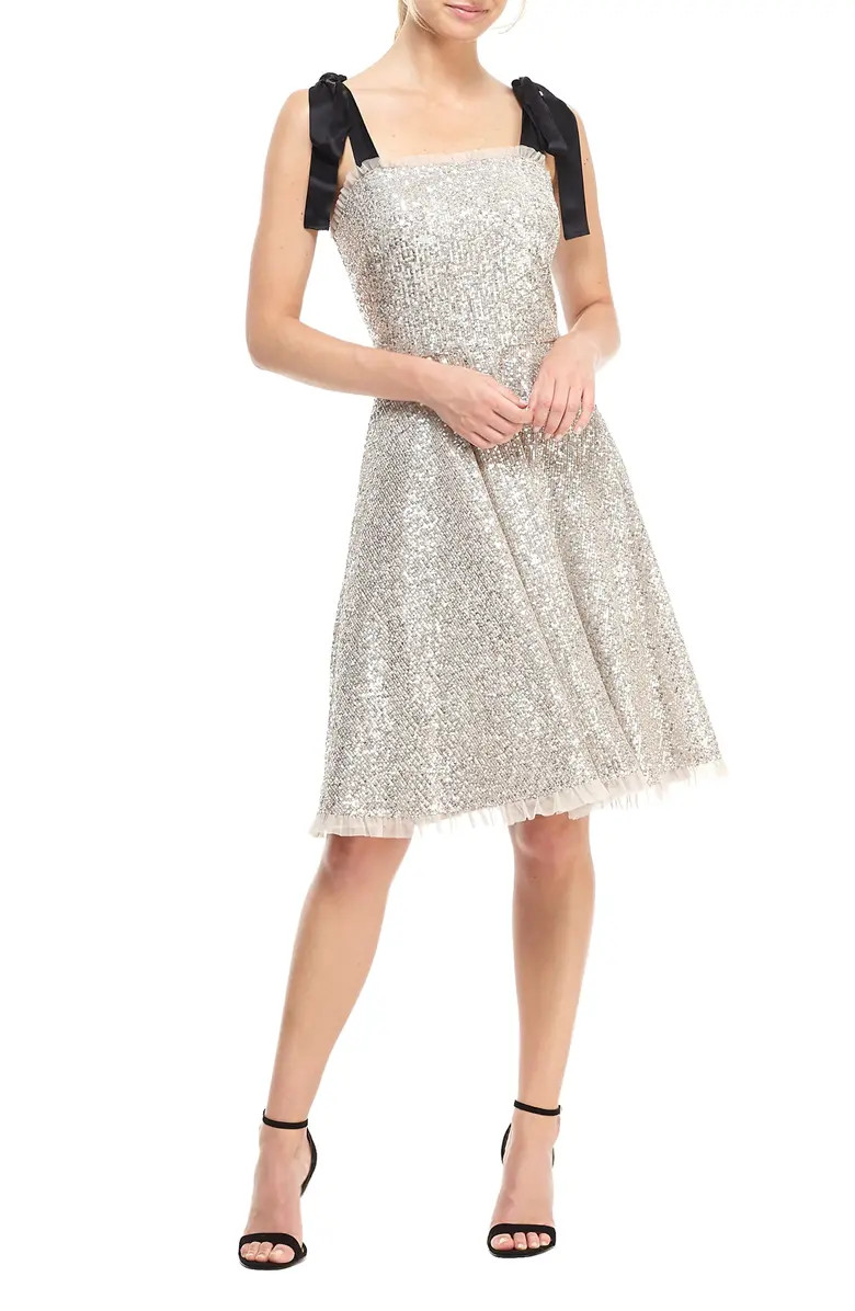 Diana Sequin Cocktail Dress with Satin Shoulder Ties | Nordstrom