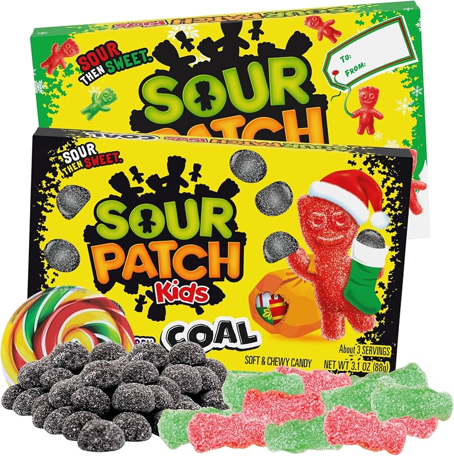 Holiday Sour Patch Kids Coal and Christmas Edition Theatre Boxes, Seasonal Candy for Stocking Stu... | Amazon (US)