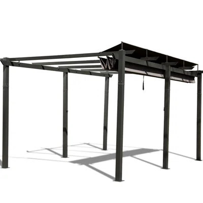 11 X 16 Ft Outdoor Courtyard Gathering Place Pergola - Dark Gray. Aluminum Construction, Canopy, Adjustable For Gatherings Living Space Relaxation Rus | Wayfair North America