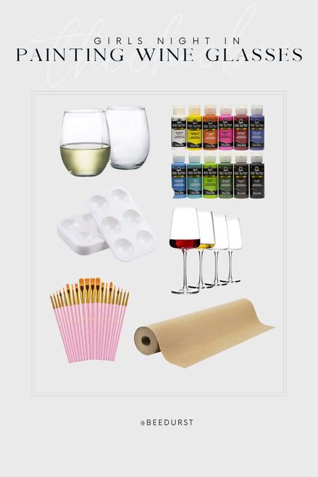 Girls night wine glass painting party, galentines night in activity, paint your own wine glass supplies from Amazon 

#LTKfamily #LTKparties #LTKfindsunder50