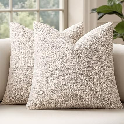 MIULEE 20x20 Decorative Lumbar Boucle Couch Pillow Covers Beige | Set of 2 Textured Neutral Throw... | Amazon (US)