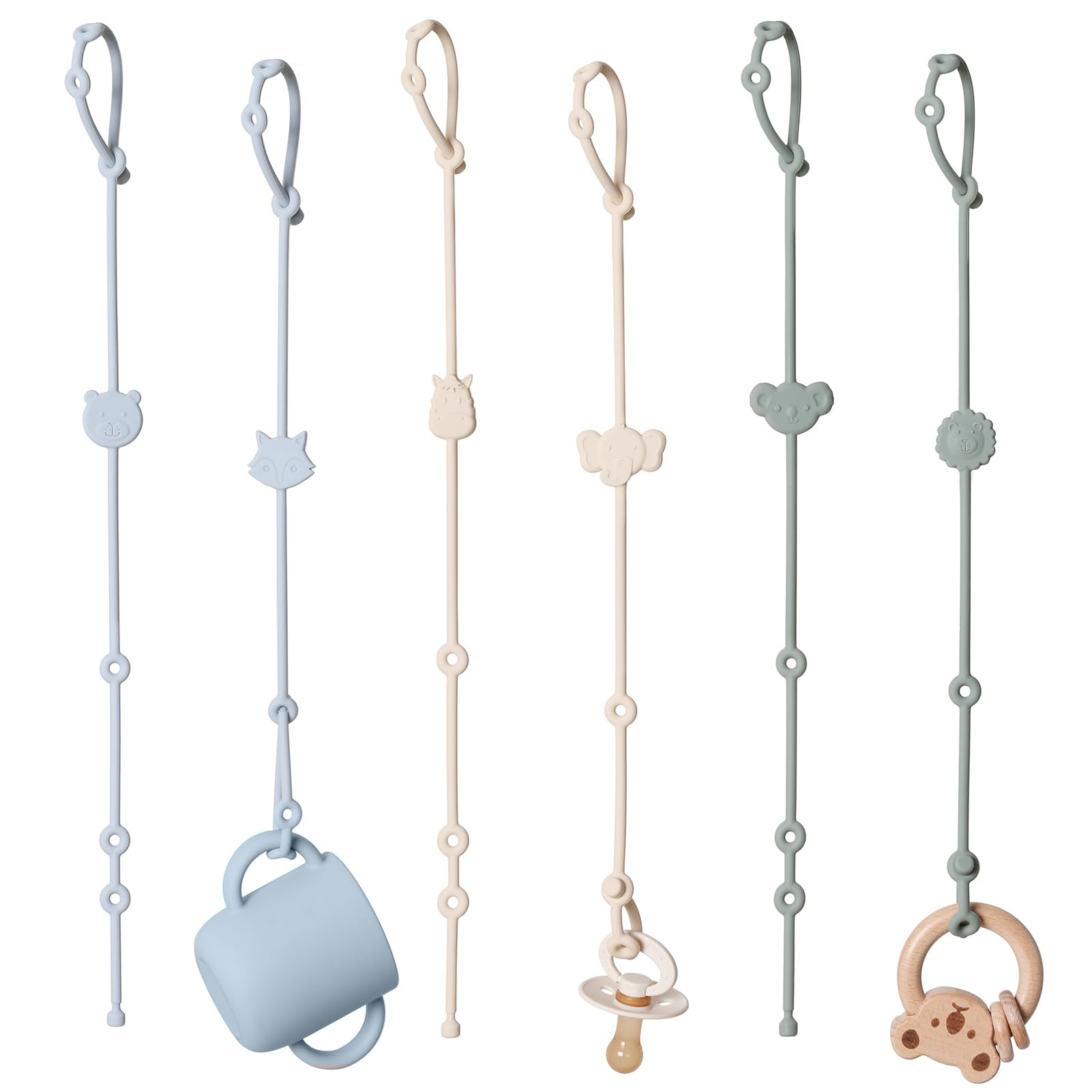 ROCCED Toy Straps for Baby 6pcs, Silicone High Chair Toys Straps Stroller Accessories Toddler Bot... | Amazon (US)