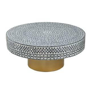 A & B Home 35 in. Grey/Ivory/Gold Round MDF Coffee Table 78482-BLAC - The Home Depot | The Home Depot