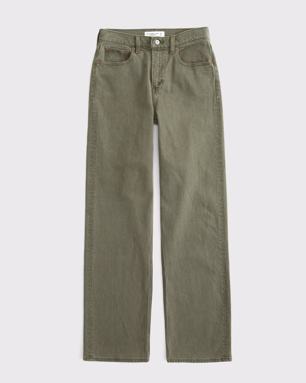 Women's High Rise 90s Relaxed Olive Jean | Women's Bottoms | Abercrombie.com | Abercrombie & Fitch (US)
