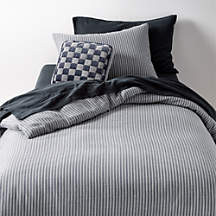 Supersoft Deep Indigo Striped 100% Organic Cotton Gauze Kids Full/Queen Duvet + Reviews | Crate &... | Crate & Barrel
