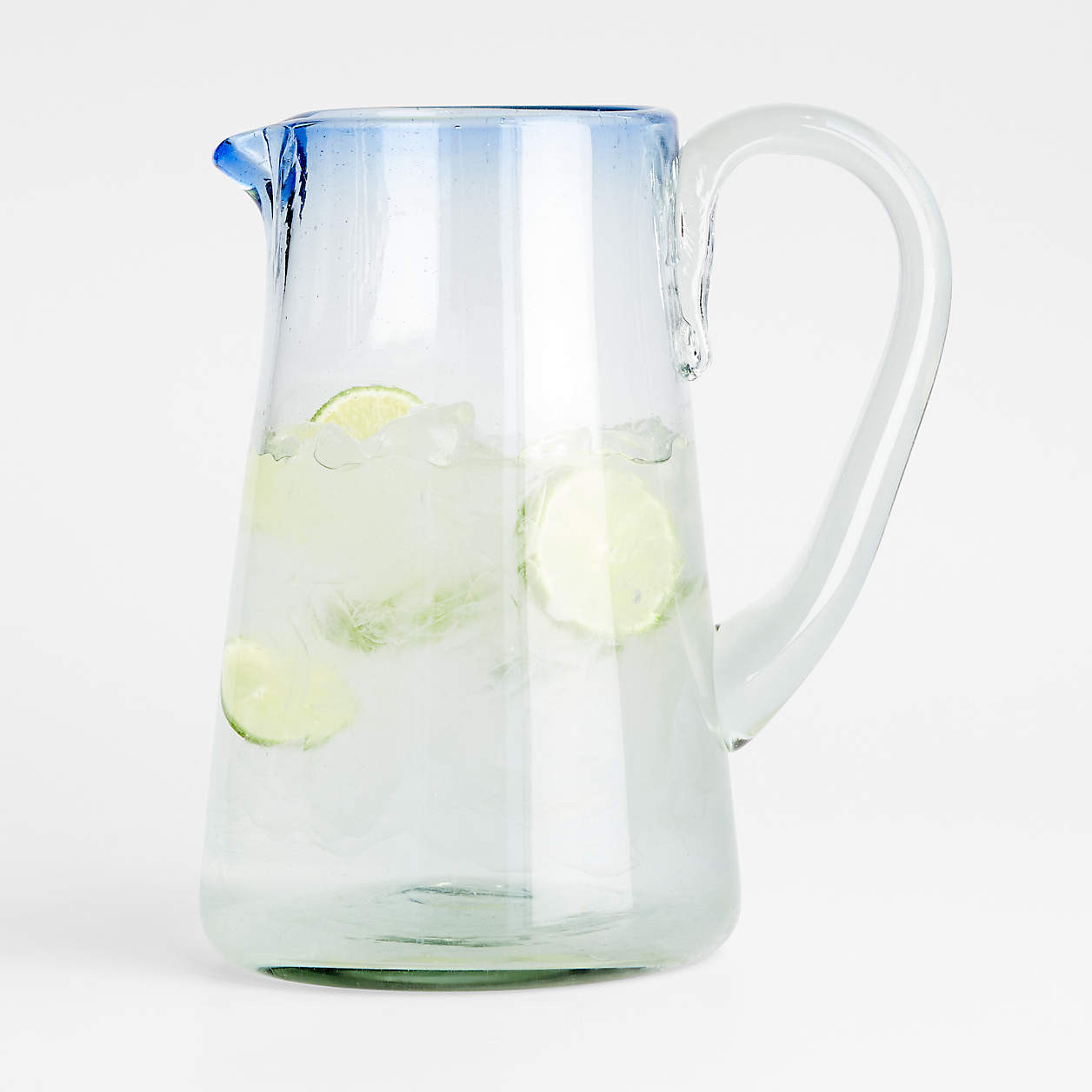Pacifico 70-oz. Blue Rim Glass Pitcher + Reviews | Crate & Barrel | Crate & Barrel
