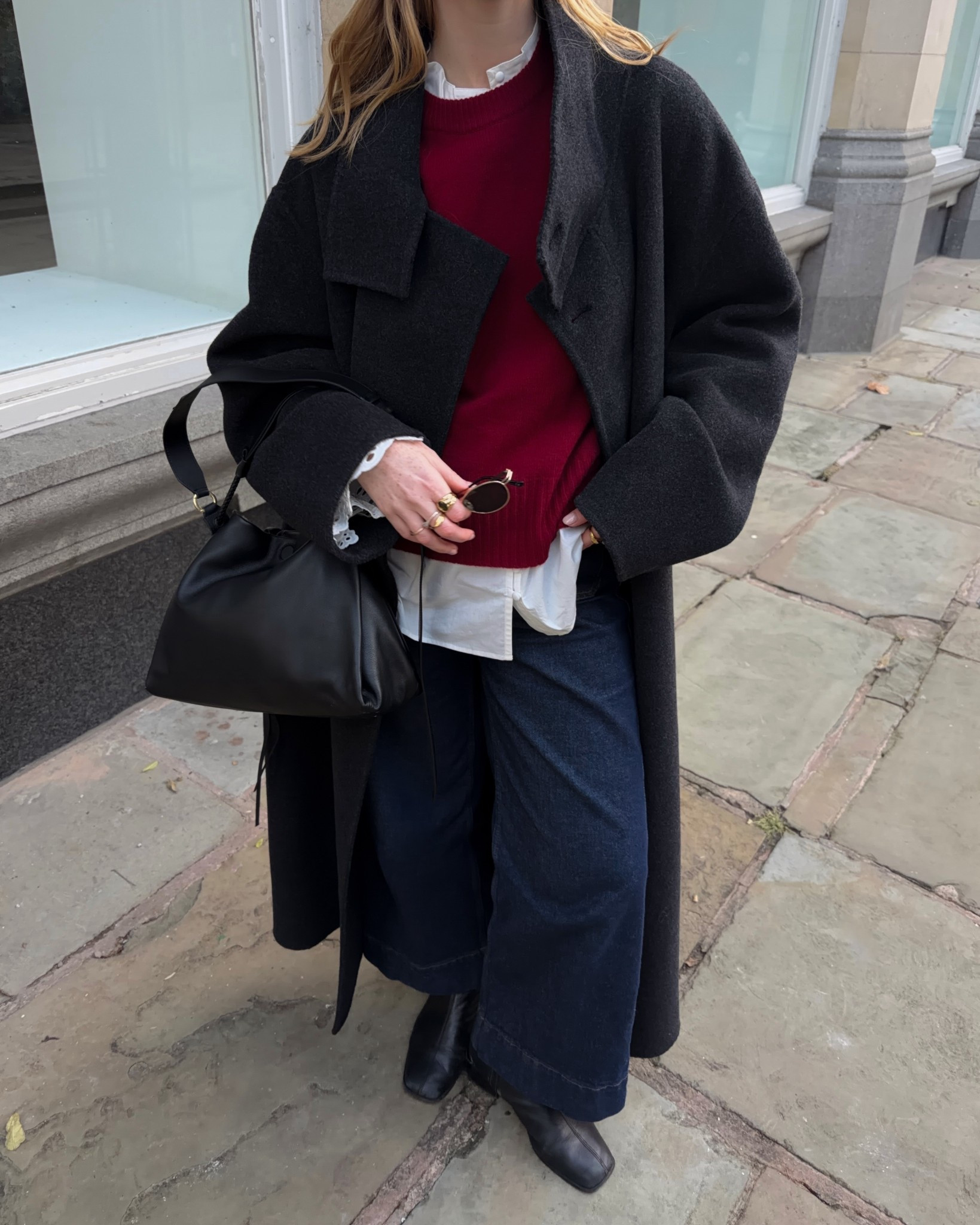 Red Sweater Vest, Red Jumper, Red Knitwear, Funnel Neck Coat, Stand Collar Coat, Wool Coat, Grey Coat, Black Coat, Denim Jeans 

#LTKwinter #LTKuk #LTKfestive