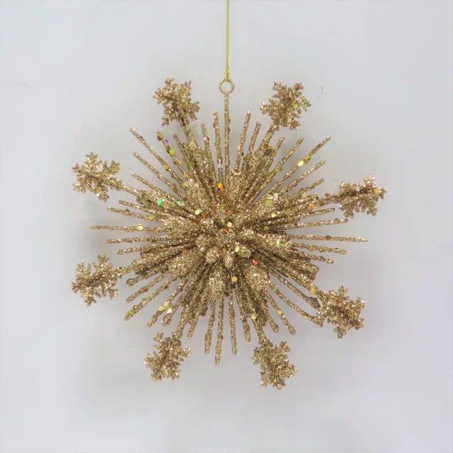 Holiday Time Gold Glitter Snowflake Ornament - Walmart.com | Walmart (US)