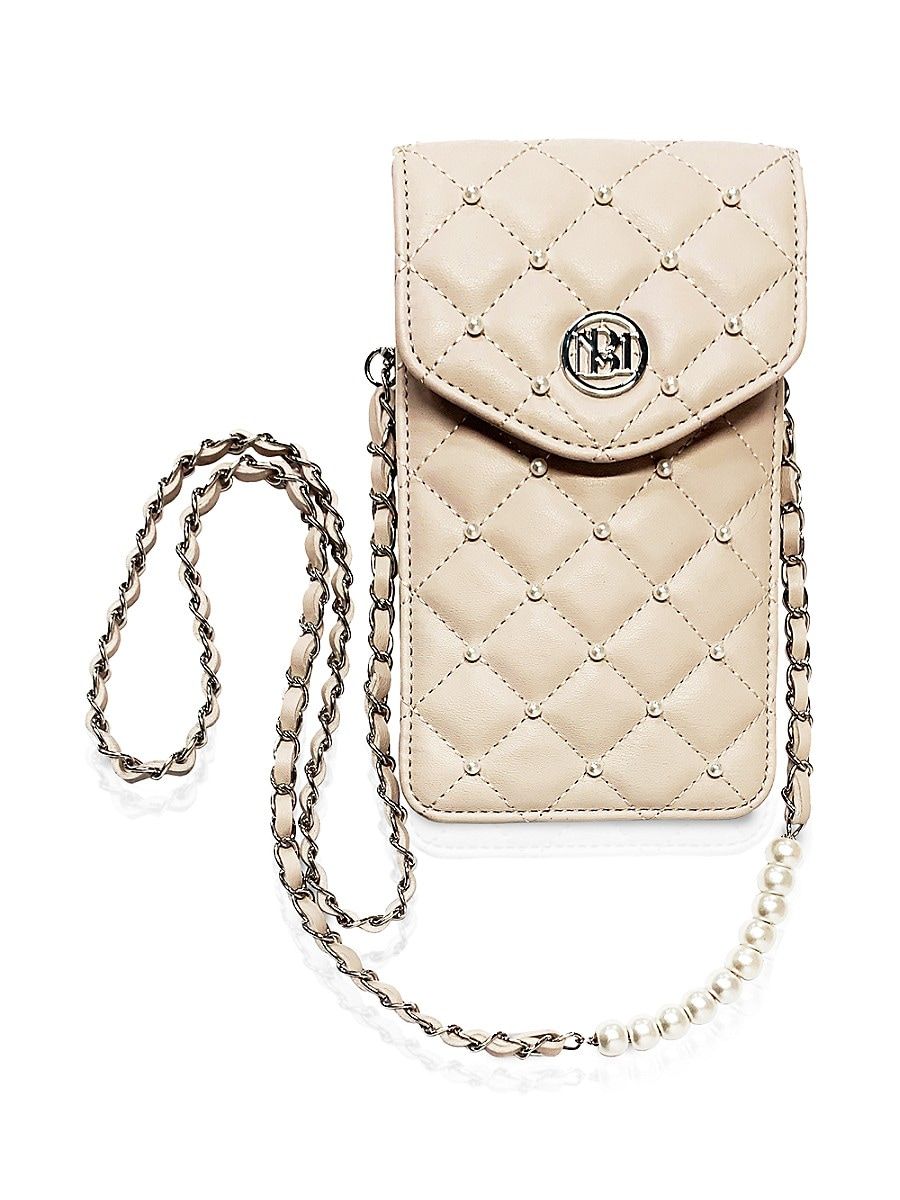 Badgley Mischka Women's Quilted Faux Leather & Faux Pearl Phone Case - Off White | Saks Fifth Avenue OFF 5TH
