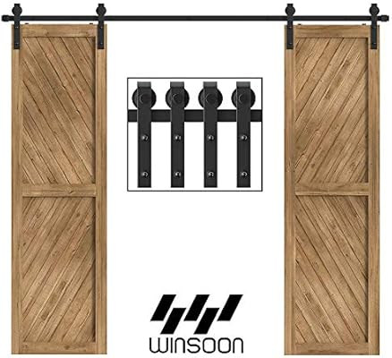 WINSOON 5-18FT Sliding Barn Wood Door Hardware Cabinet Closet Kit Antique Style for Double Doors ... | Amazon (US)