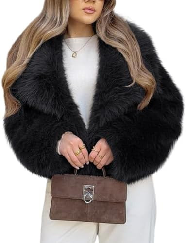 Arssm Women Fluffy Faux Fur Coat Long Sleeve Open-Front Winter Cropped Coat Short Fur Fuzzy Jacke... | Amazon (US)
