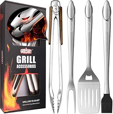 GRILLART Heavy Duty BBQ Grill Tools Set. Snake-Eyes Design Stainless Steel Grill Utensils Kit - 1... | Amazon (US)
