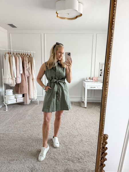 Masters Outfit Idea- I love this khaki mini dress from Petal & Pup. I paired it with white sneakers and my favorite sunglasses for the perfect casual look. 

#LTKshoecrush #LTKstyletip #LTKSeasonal