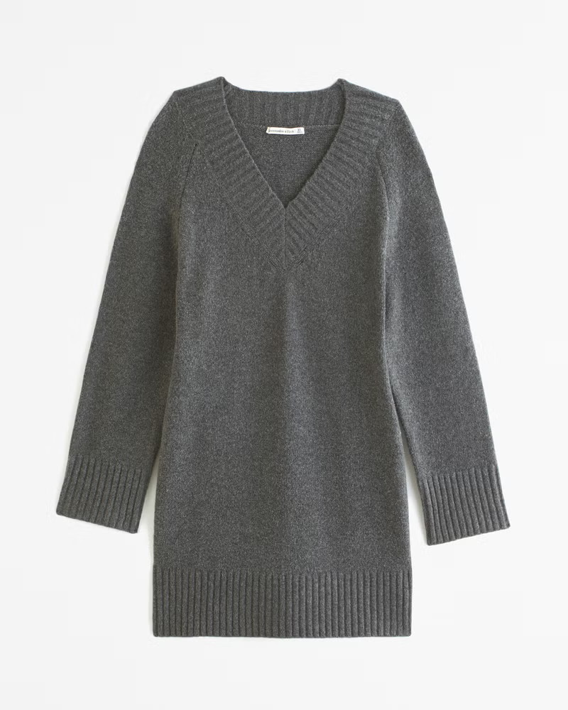 Abercrombie & Fitch Women's Long-Sleeve Easy Mini Sweater Dress in Dark Grey - Size XL | Abercrombie & Fitch (US)