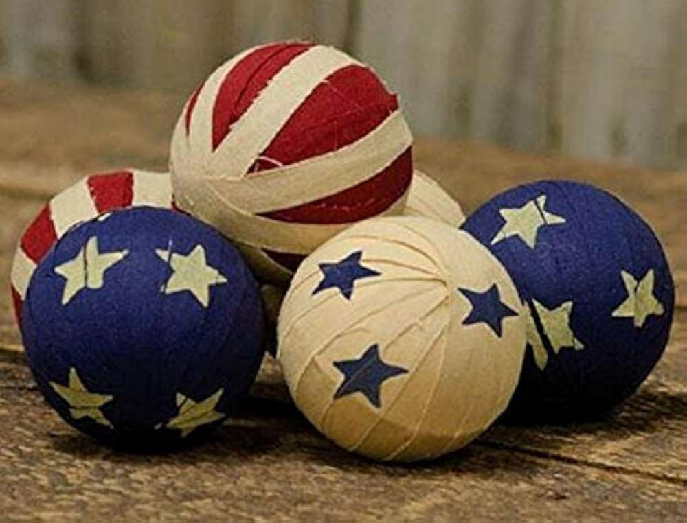 Home Décor for Americana RAG Balls Set of 6 Bowl Fillers Patriotic Red White Blue 2.5" Diameter ... | Amazon (US)