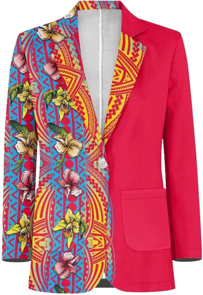 Polynesian Style Prints Blazers for Women Polynesian Tropical Leaf Summer Dresses 2024 Long Sleev... | Amazon (US)