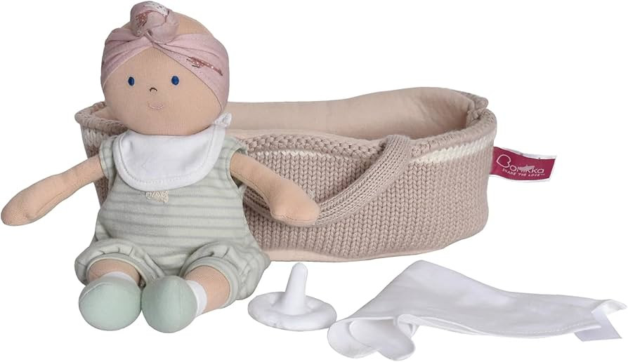Tikiri Knitted Carry Cot with Remi Baby Light Skin, Soother & Blanket | Amazon (US)