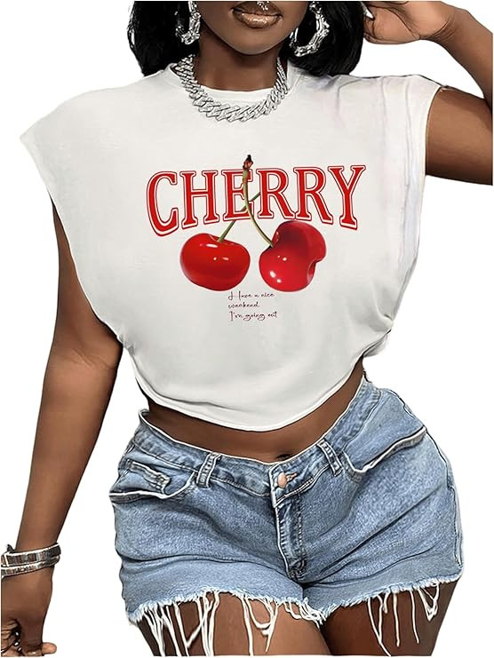 RoseSeek Women's Plus Size Letter Car Graphic Tees Short Sleeve Crew Neck Crop Tops Summer T Shir... | Amazon (US)