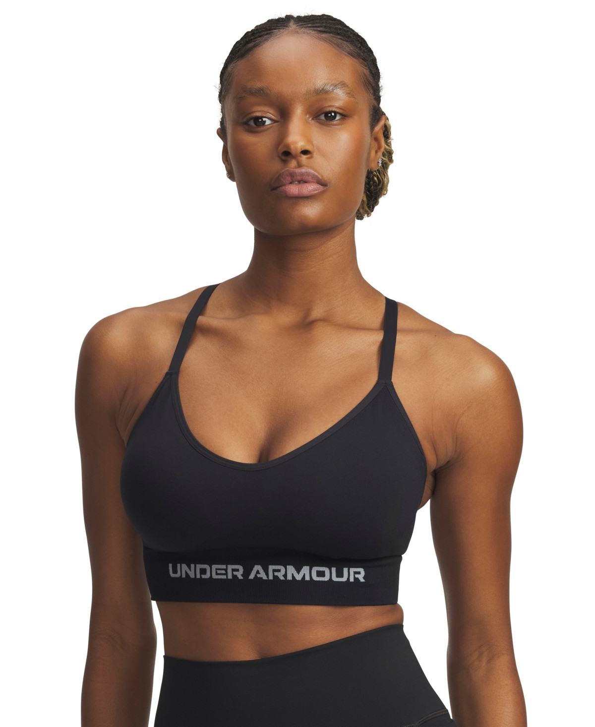 Under Armour Women's Vanish Seamless Low-Impact Sports Bra - Black/Steel | Macy's