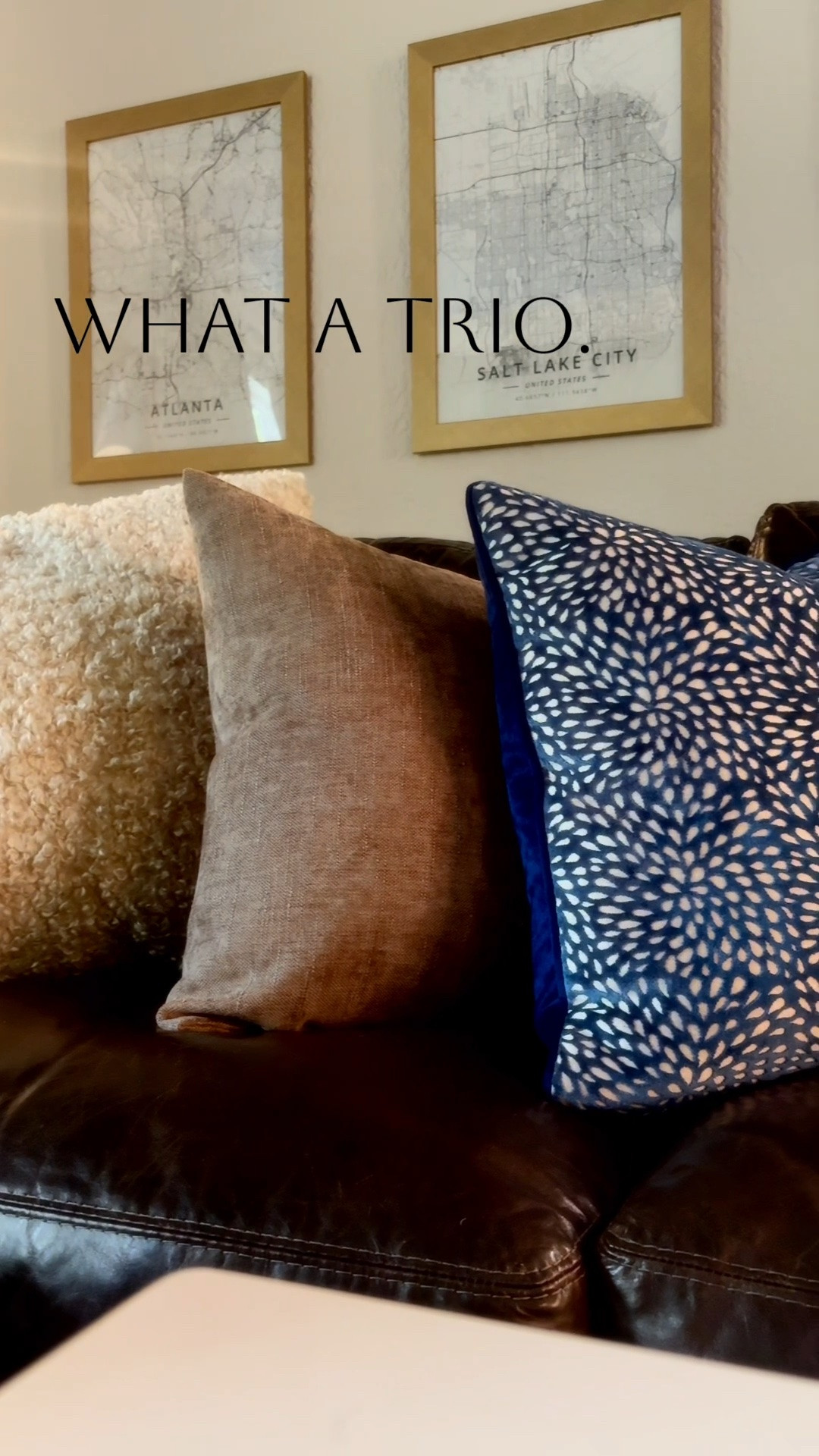 Don’t go all willy-nilly with your pillows. First, go big with lots of texture like this curly number. Second, a classic with clean lines. Finally, some color and pattern. What a trio!

#LTKHome