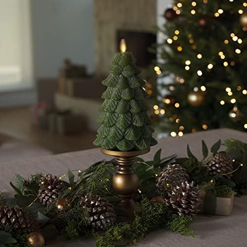 Luminara Flameless Candle Christmas Tree Chalky Finish, Moving Flame Real Wax LED Candle, Timer, ... | Amazon (US)