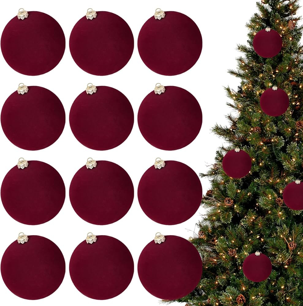 Christmas Balls Ornaments, 12pcs 6cm Flocking Christmas Tree Balls, Shatterproof Christmas Tree O... | Amazon (US)