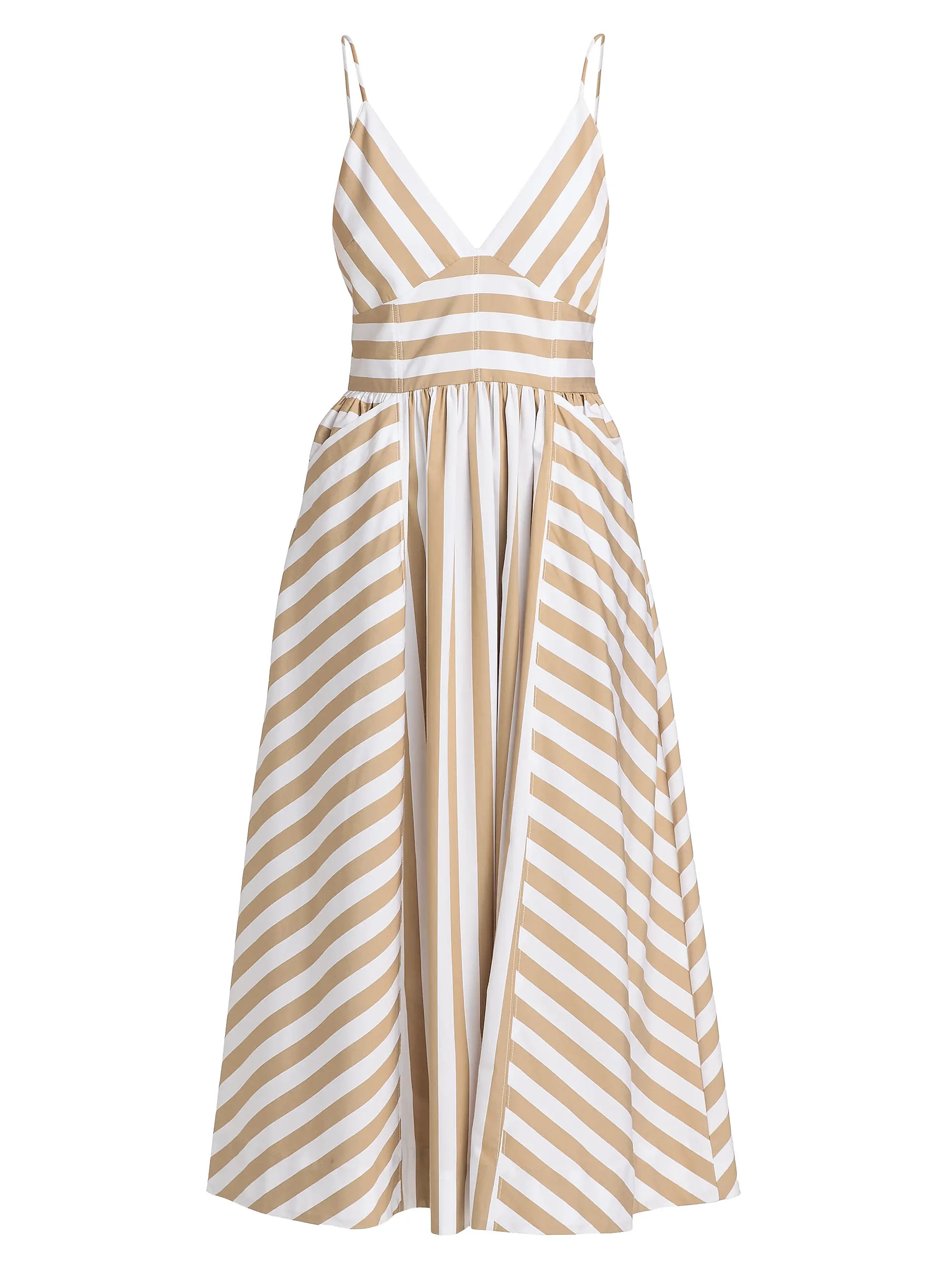 Tanya Taylor Vivien Striped Cotton Midi-Dress | Saks Fifth Avenue | Saks Fifth Avenue