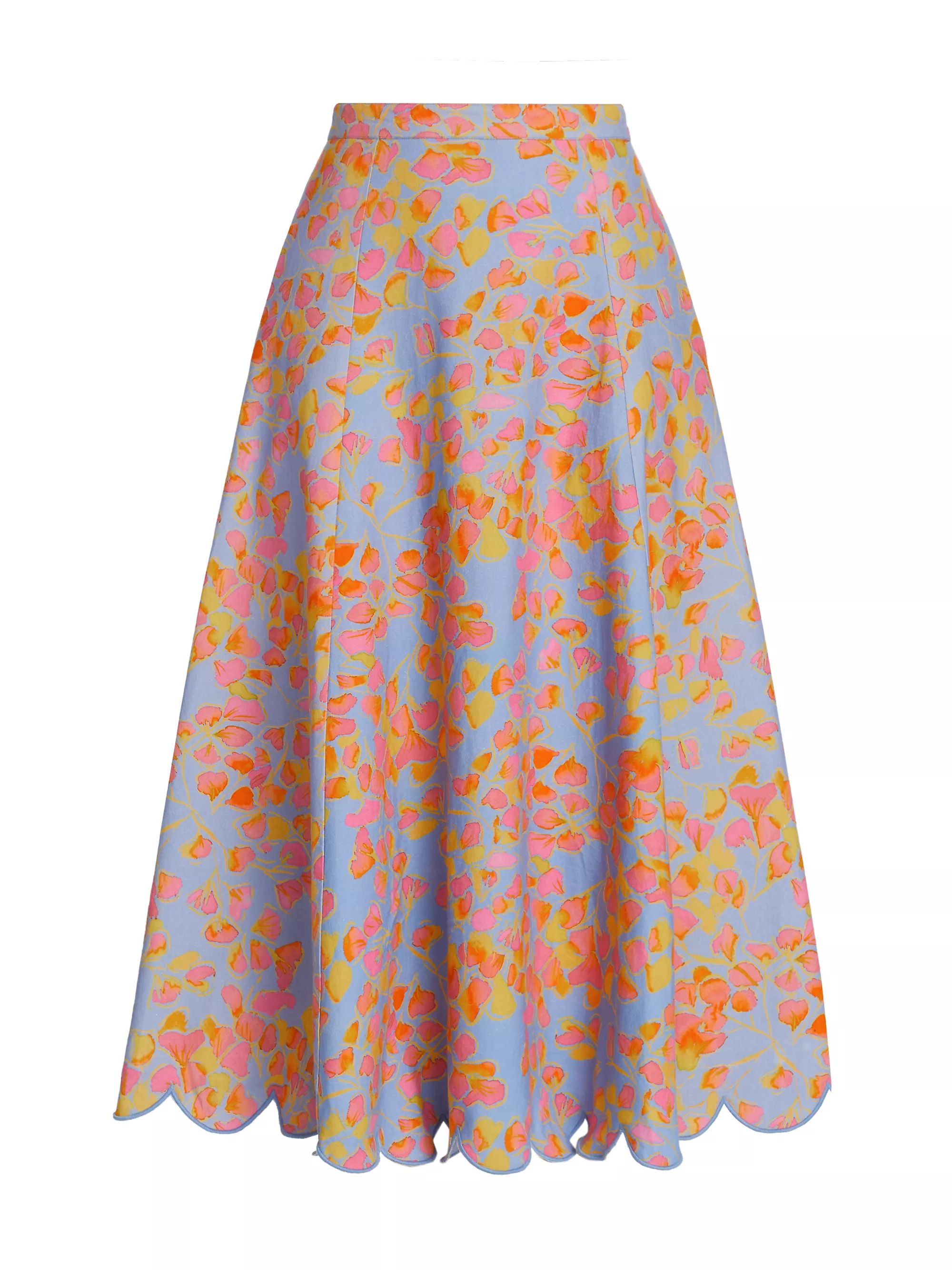 Shop Amur Falynn Floral Scallop Maxi Skirt | Saks Fifth Avenue | Saks Fifth Avenue