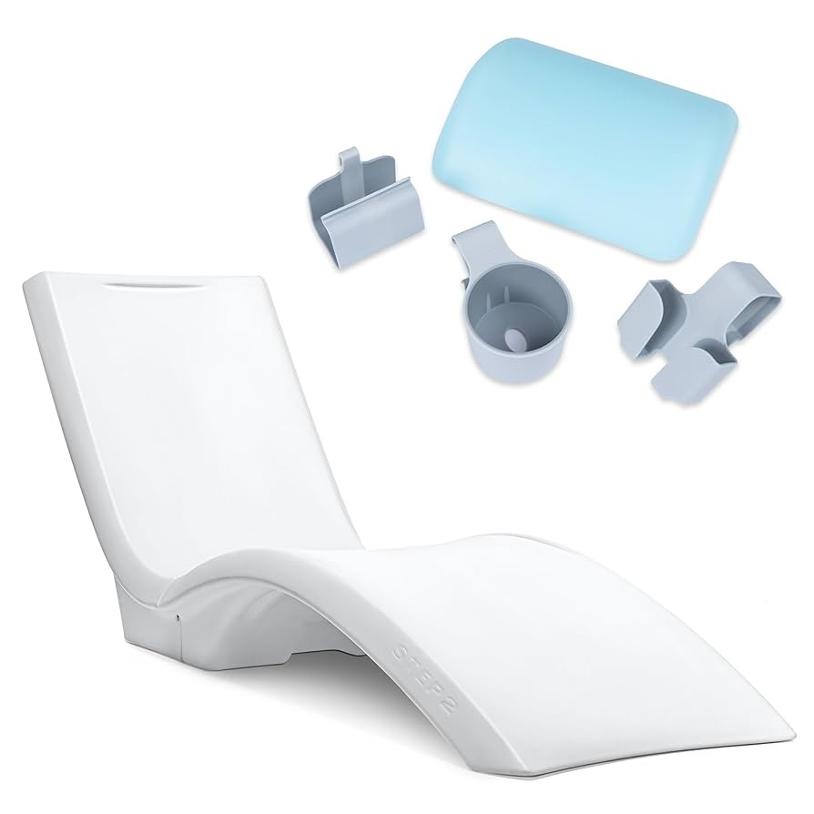 Step2 Vero Pool Lounger and Accessories Bundle, White & Blue | Amazon (US)
